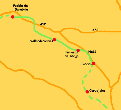 Map Zamora to Puebla de Sanabria